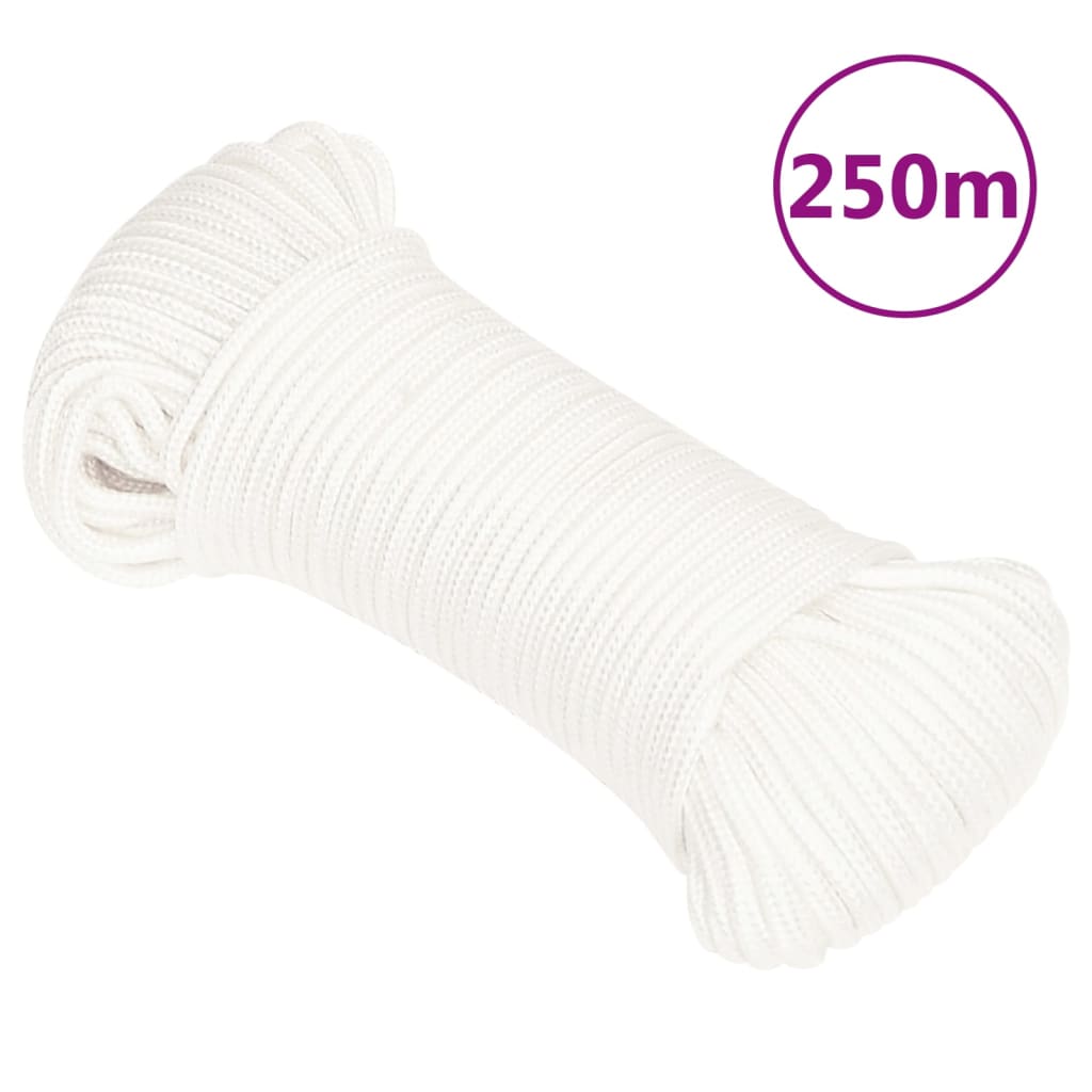Corde de bateau vidaxl 4 mm 250 m en polypropylène plein blanc