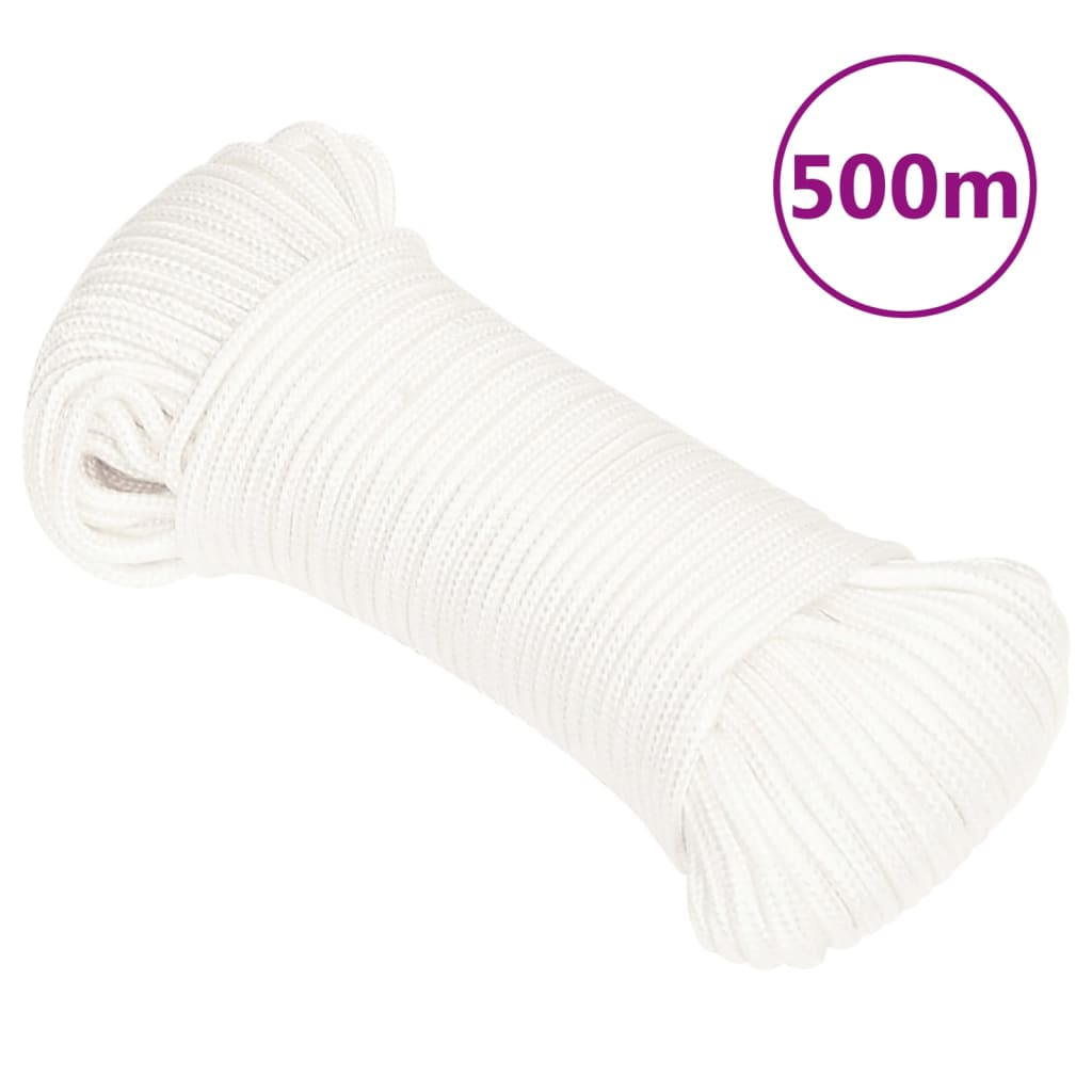 Vidaxl corde de bateau 4 mm 500 m polypropylène solide blanc