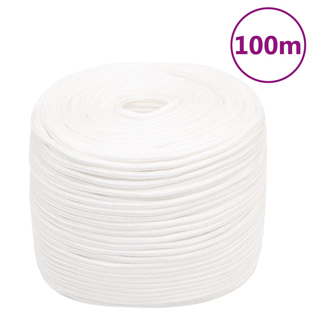 Vidaxl corde de bateau 6 mm 100 m polypropylène solide blanc