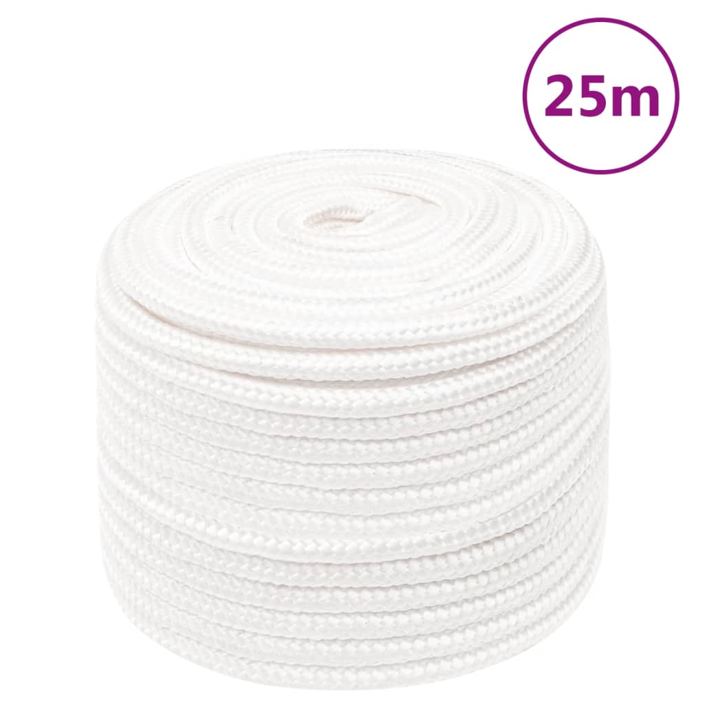 Vidaxl corde de bateau 12 mm 25 m polypropylène solide blanc