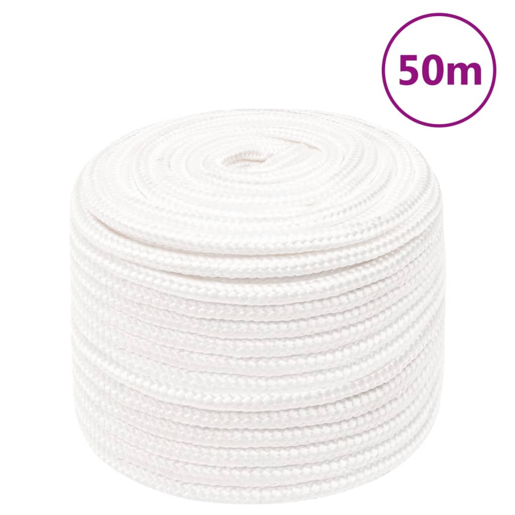 Vidaxl corde de bateau 12 mm 50 m polypropylène solide blanc