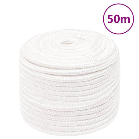 Vidaxl corde de bateau 12 mm 50 m polypropylène solide blanc