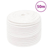 Corde de bateau vidaxl 12 mm 50 m polypropylène plein blanc