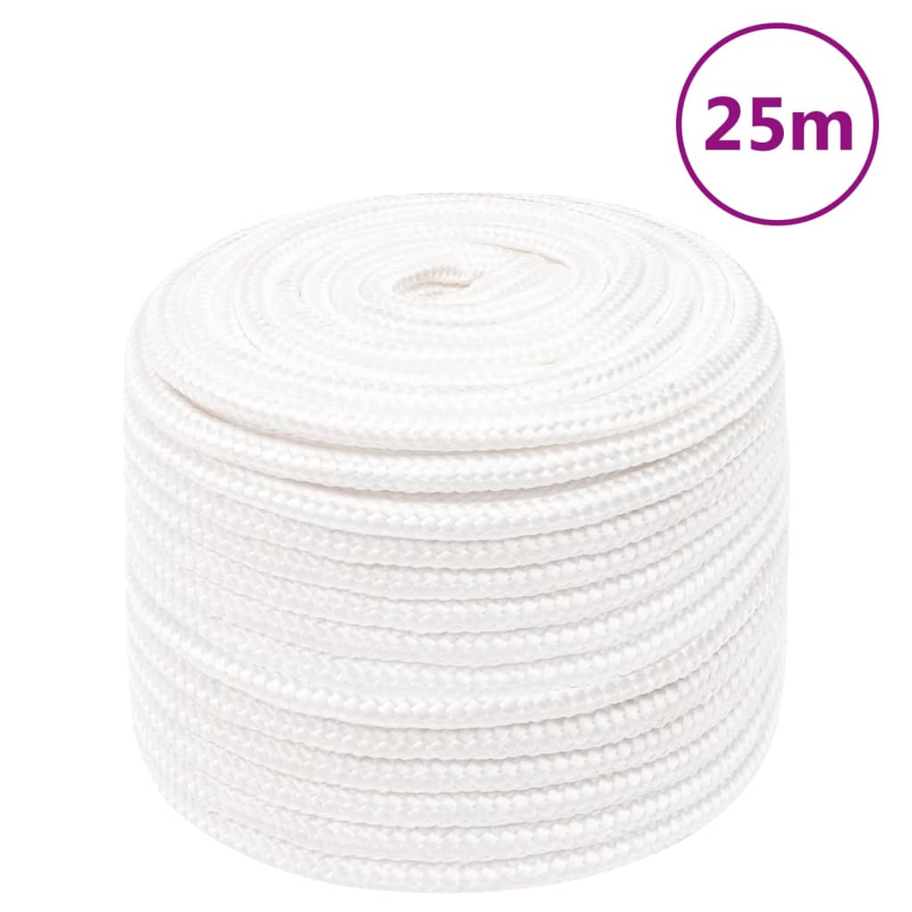 Corde de bateau vidaxl 14 mm 25 m en polypropylène plein blanc