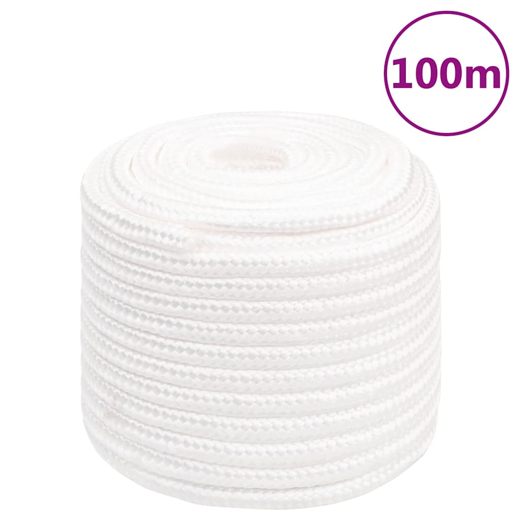 Vidaxl corde de bateau 16 mm 100 m polypropylène solide blanc