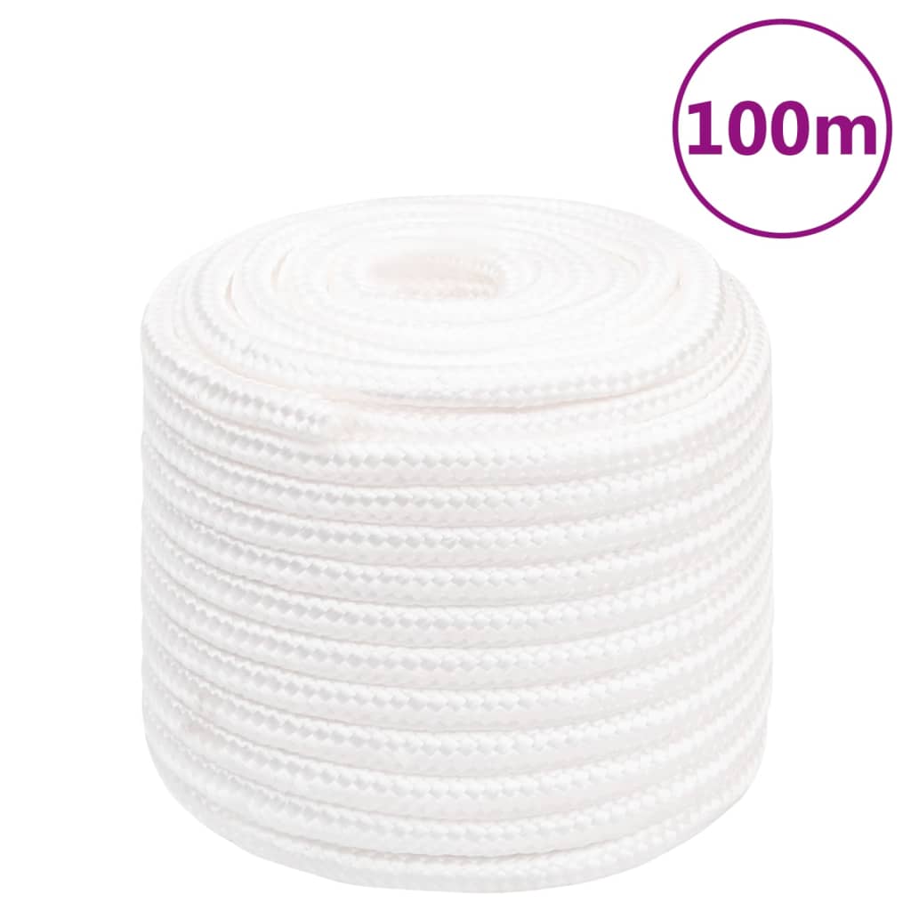 Corde de bateau vidaxl 16 mm 100 m polypropylène plein blanc