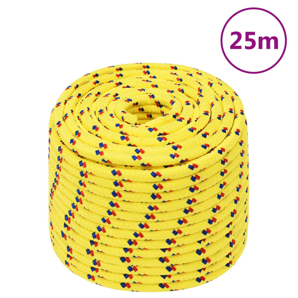 Corde de bateau vidaxl 12 mm 25 m en jaune en polypropylène