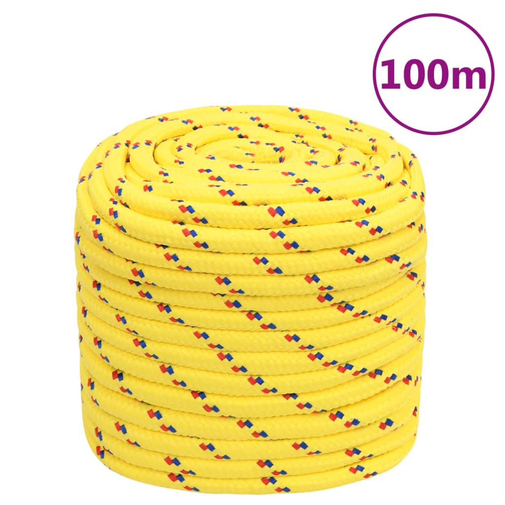 Corde de bateau vidaxl 16 mm 100 m en jaune en polypropylène