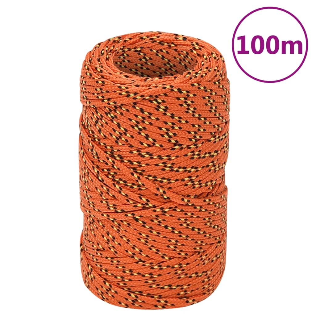 Corde de bateau vidaxl 2 mm 100 m en orange en polypropylène