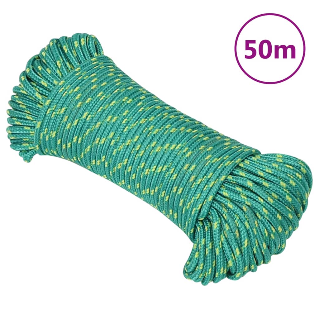 Vidaxl boat rope 3 mm 50 m polypropylene green