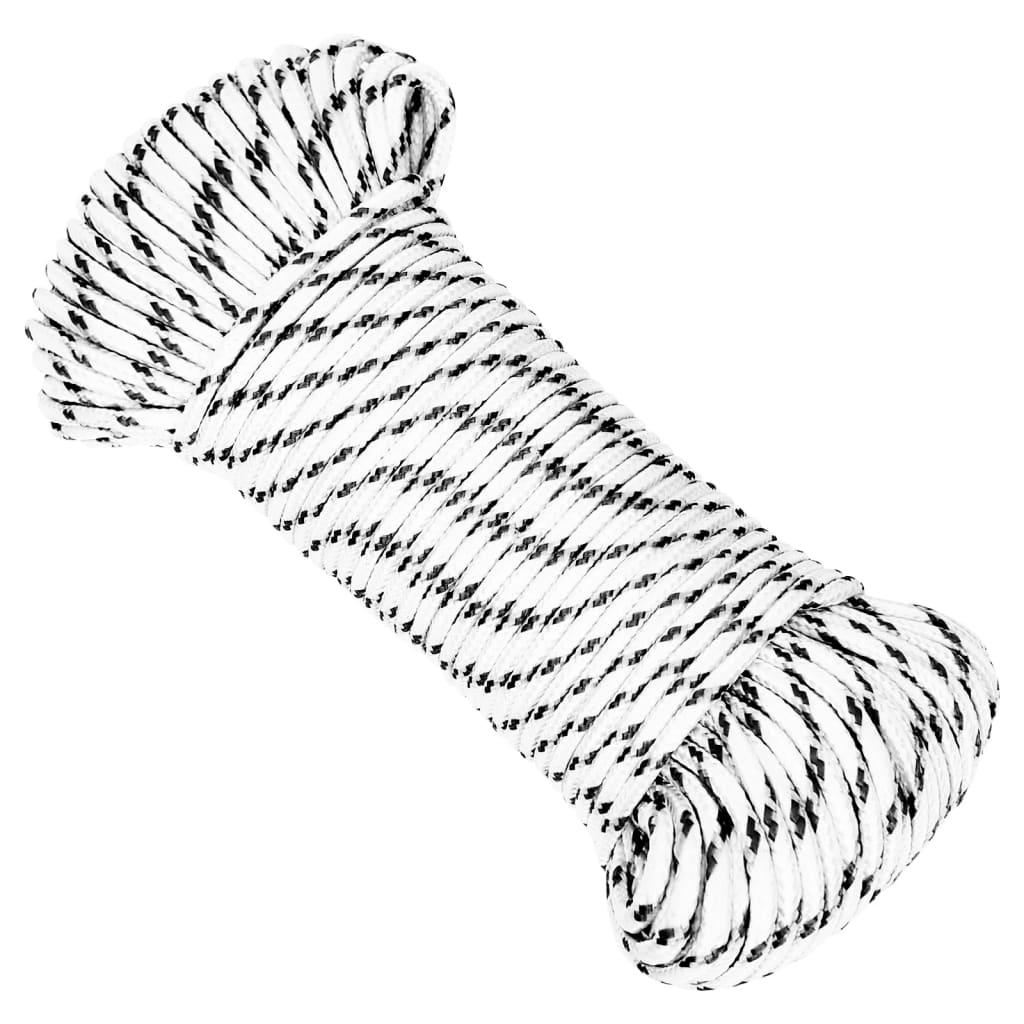 Vidaxl boat rope braided 4 mmx50 m polyester white