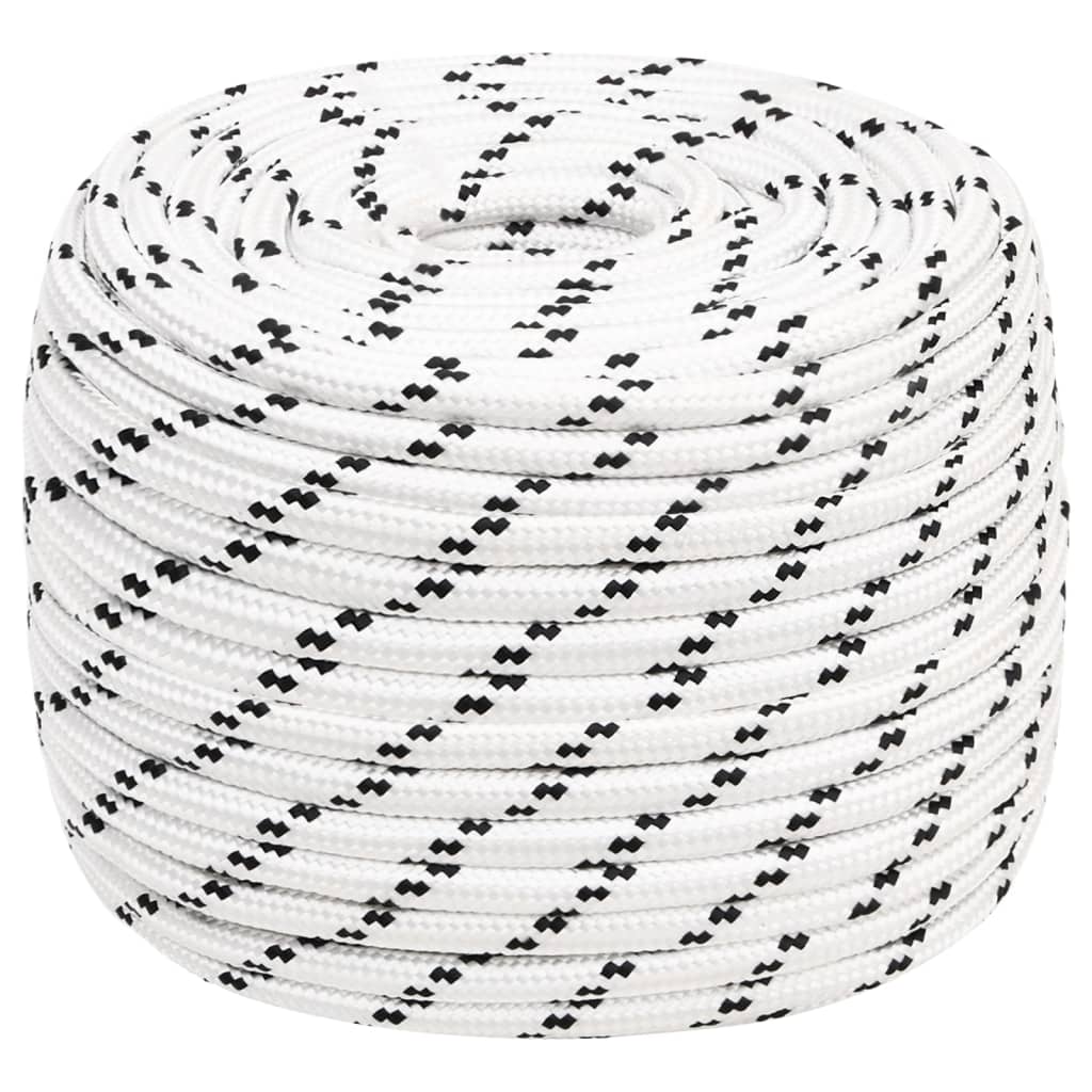 Vidaxl Boat Rope Intrecciata 12 mmx100 m in poliestere bianco