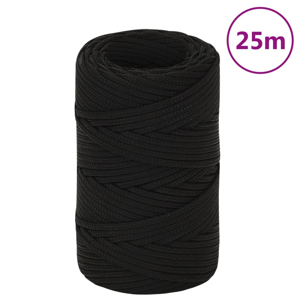 Vidaxl Werkouw 2 mm 25 m polyester svart