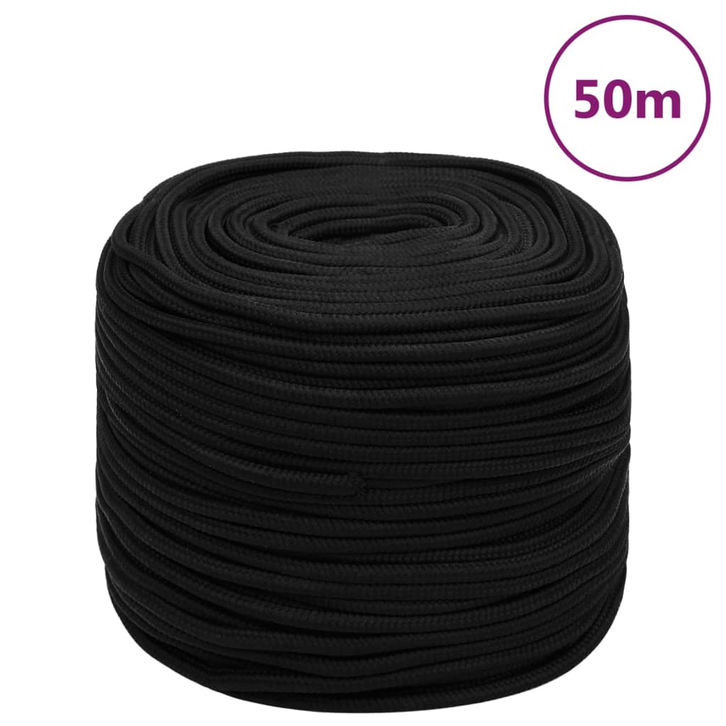 Vidaxl Werkouw 6 mm 50 m polyester svart