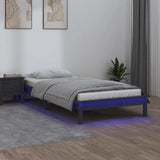 Vidaxl bedframe led massief hout grijs 90x190 cm