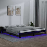 Vidaxl bedframe led massief hout zwart 120x190 cm
