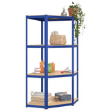 Vidaxl Hoekrek à 4 couches en acier et bleu en bois transformé