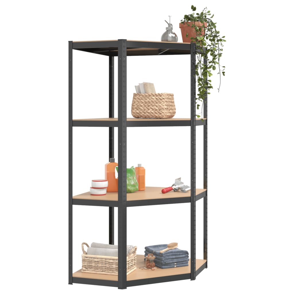 Vidaxl Späichere Rack 4-Layer Stahl an verschafft Holz Anthetracite-faarweg