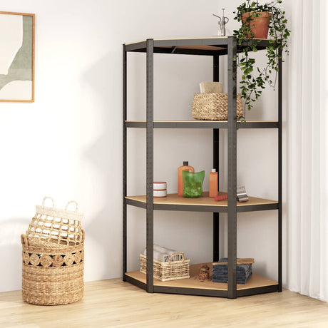 Rack de stockage Vidaxl en acier à 4 couches et couleur anthracite en bois transformé