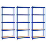 Racks de rangement Vidaxl 3 acier à 5 couches et bleu en bois transformé