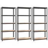 Racks de rangement Vidaxl 5 couches 3 st en acier en bois transformé en bois d'anthracite