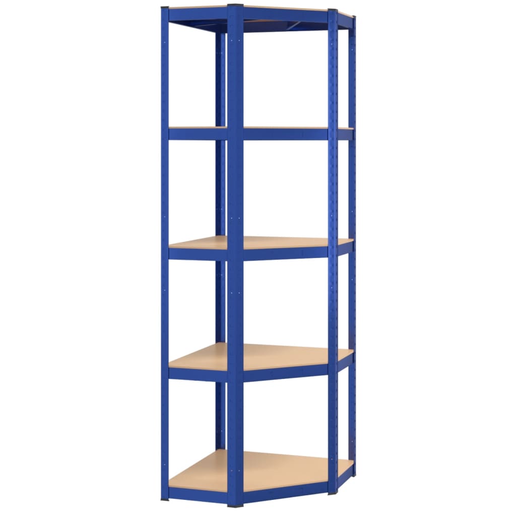 Vidaxl Hoekrek en acier de 5 couches et bleu en bois transformé
