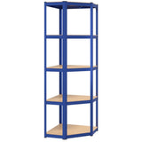 Vidaxl Hoekrek en acier de 5 couches et bleu en bois transformé