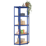 Vidaxl Hoekrek en acier de 5 couches et bleu en bois transformé
