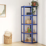 Vidaxl Hoekrek en acier de 5 couches et bleu en bois transformé