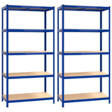 Vidaxl Storage Rack 5 coureurs 2 ST en acier Bleu en bois