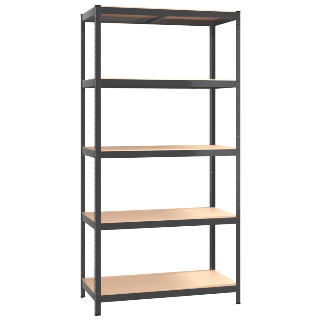 Vidaxl Storage Rack Acciaio in acciaio a 5 strati Elaborato in legno antracite