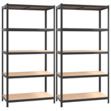 Racks de stockage Vidaxl 5 couches 2 st en acier en bois transformé en bois d'anthracite