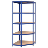 Vidaxl Hoekrek en acier de 5 couches et bleu en bois transformé