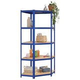 Vidaxl Hoekrek en acier de 5 couches et bleu en bois transformé