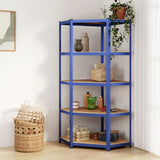 Vidaxl Hoekrek en acier de 5 couches et bleu en bois transformé