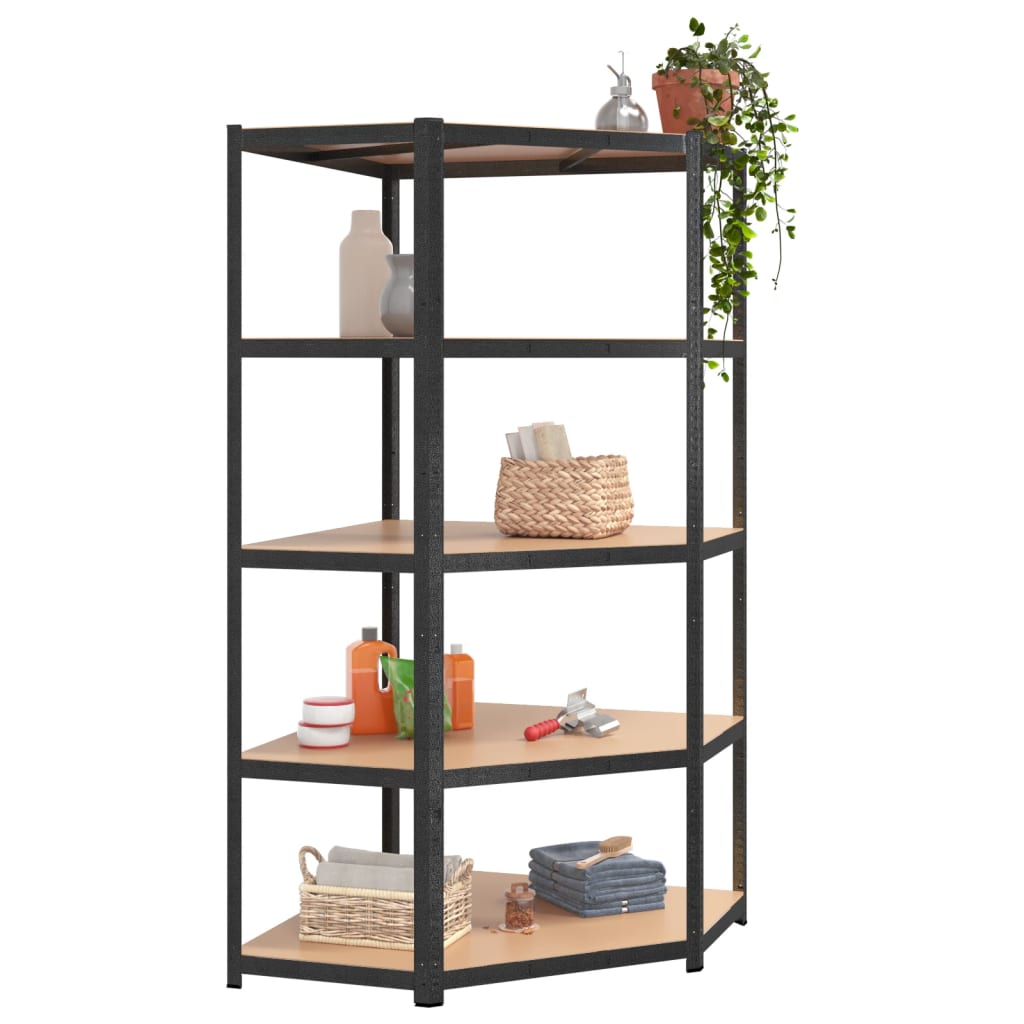 Vidaxl Eck Rack Rackbust 5-Layer Stahl a verschafft Holz Grey