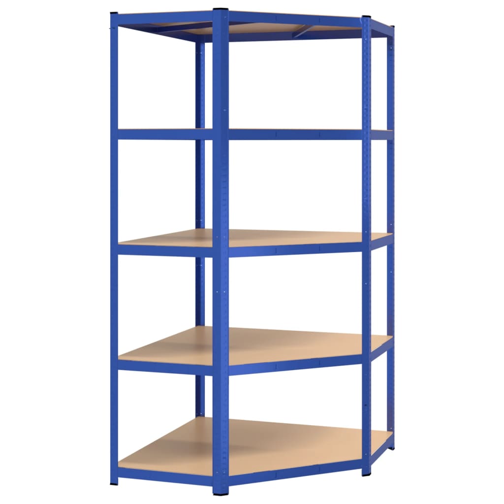 Vidaxl Hoekrek en acier de 5 couches et bleu en bois transformé