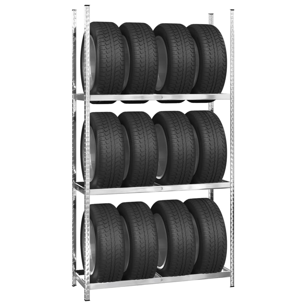 Vidaxl Tire Rack 3-skikt 110x40x200 cm stål silverfärgad