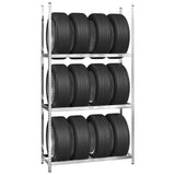 Vidaxl Tire Rack 3-skikt 110x40x200 cm stål silverfärgad