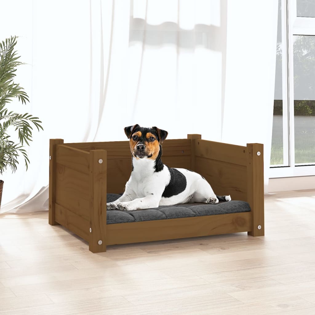 Vidaxl dog basket 55.5x45.5x28 cm solid pine honey brown