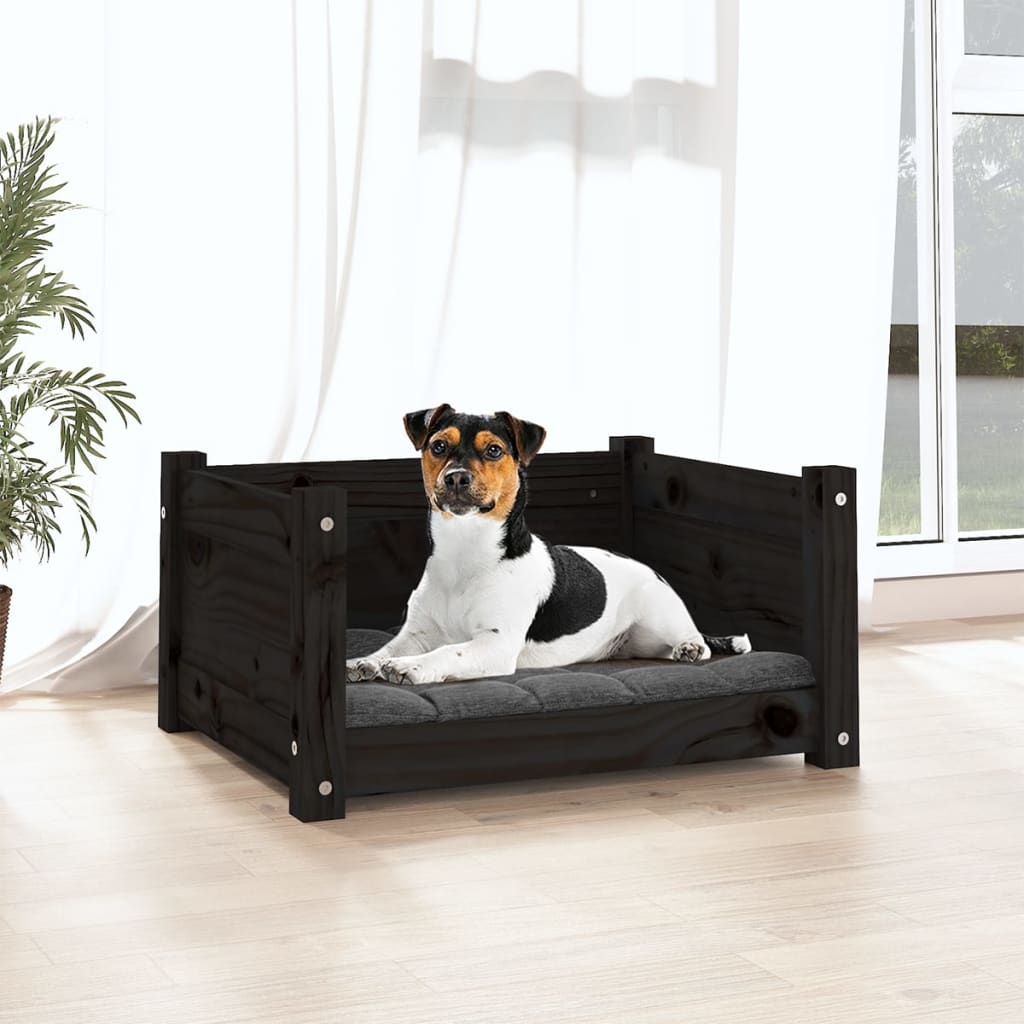 Vidaxl Dog Basket 55.5x45.5x28 cm Pinino solido nero