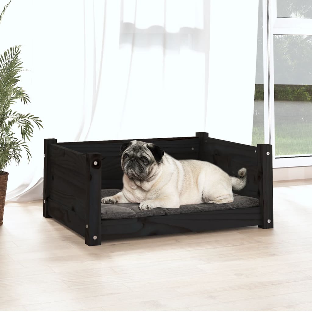 Vidaxl Hundekorb 65.5x50,5x28 cm Festkiefer Pine Schwarz