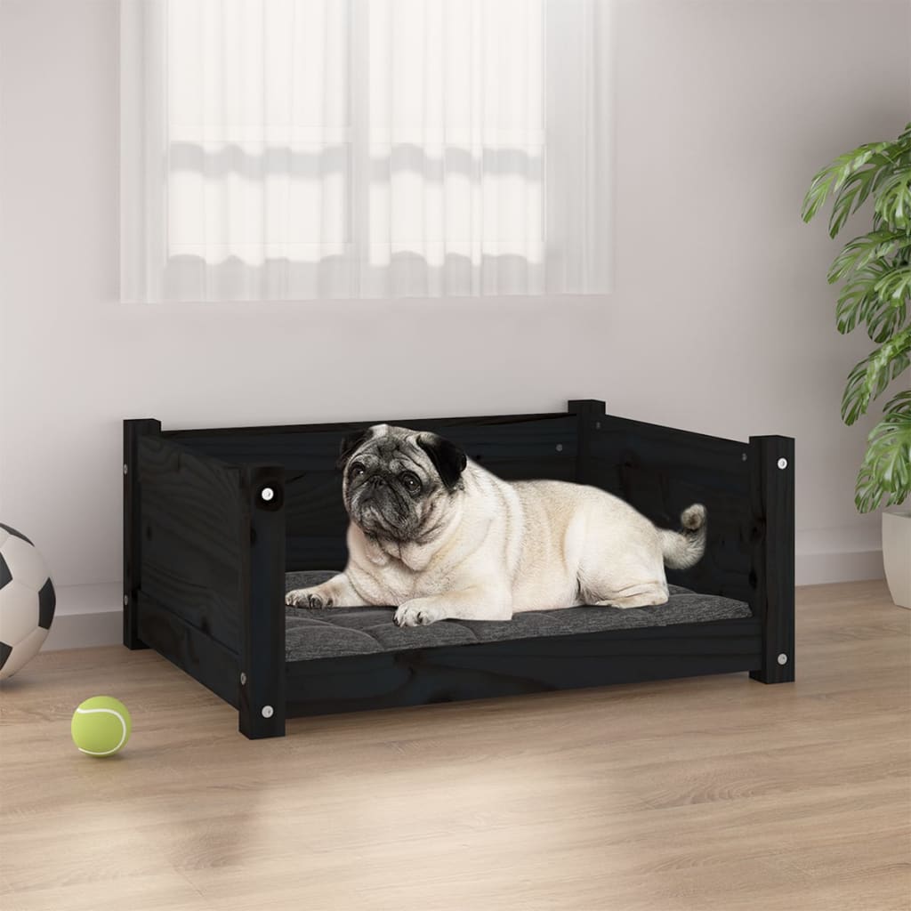 Vidaxl Dog Basket 65.5x50.5x28 cm Pine solide de pin noir