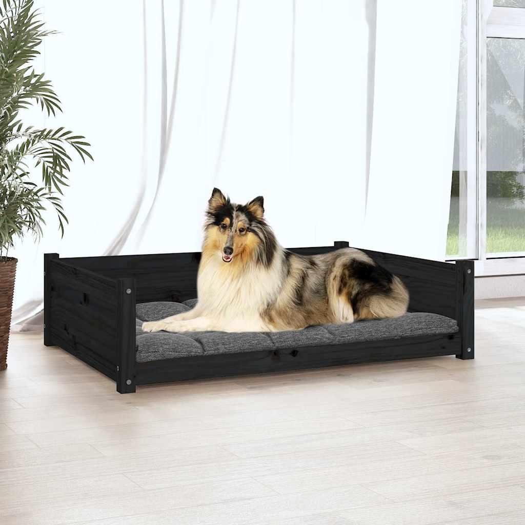 Vidaxl Hundekorb 95.5x65.5x28 cm Festkiefer Kiefer Schwarz