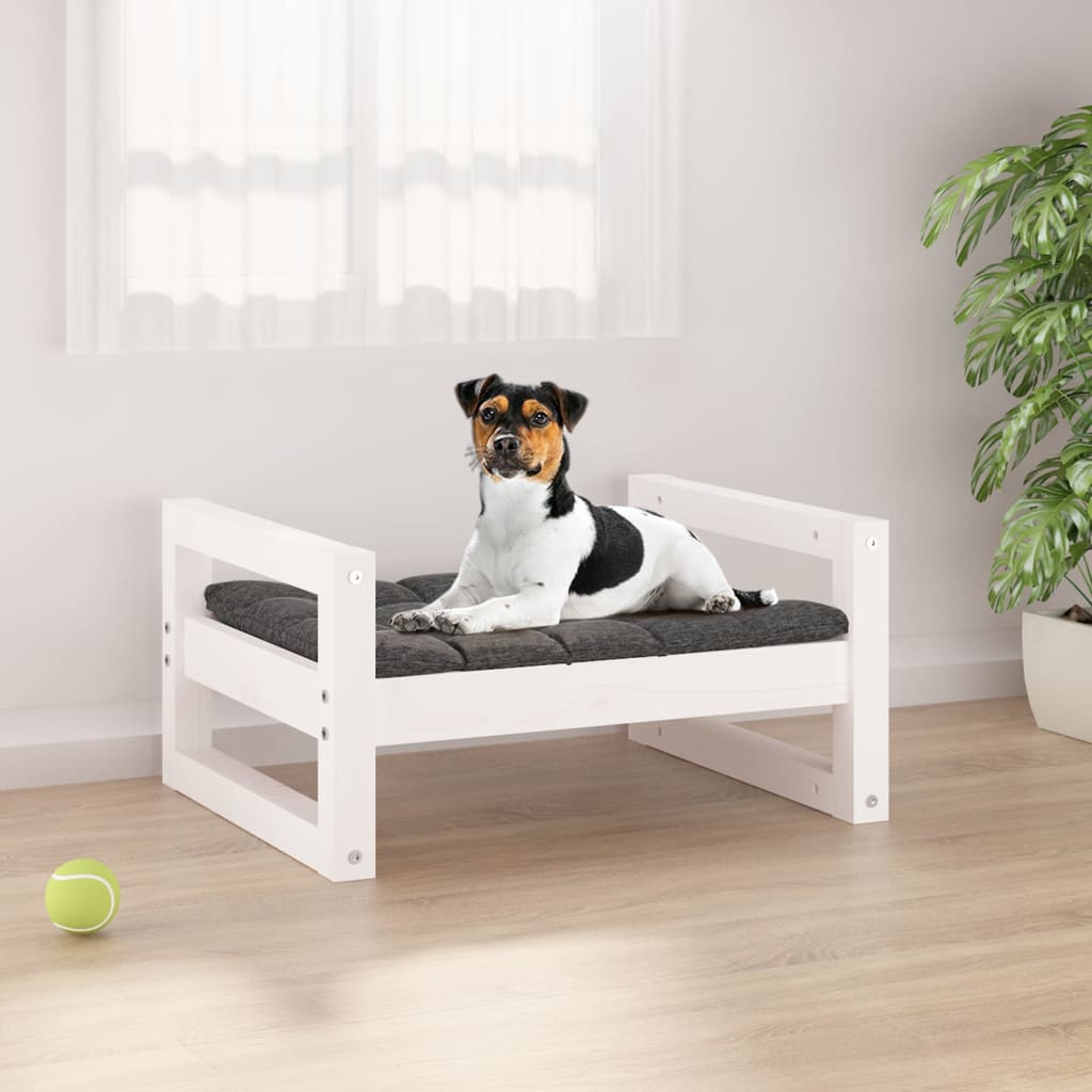 Vidaxl Dog Basket 55.5x45.5x28 cm Pino solido bianco