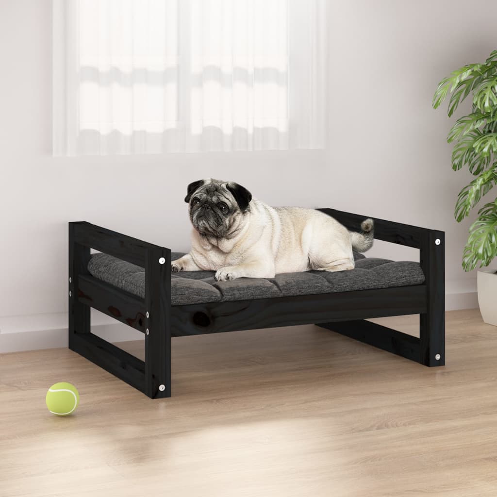 Vidaxl Dog Basket 65.5x50.5x28 cm Pine solide de pin noir