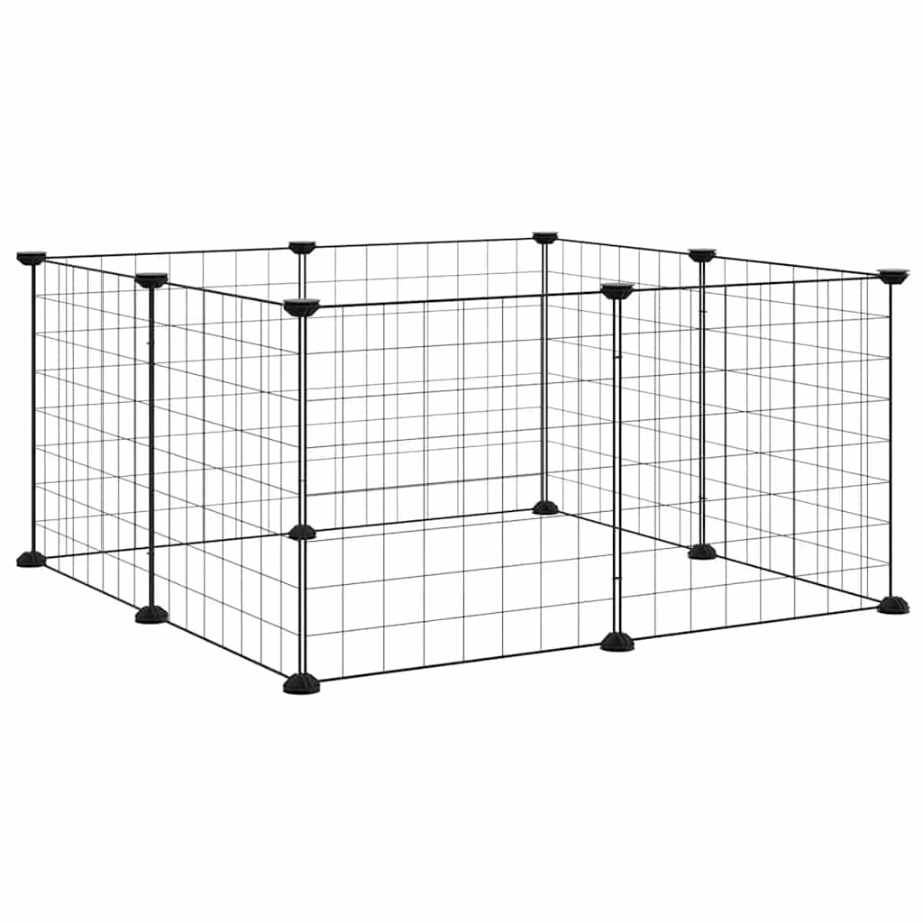VidaXL cage pour animaux de compagnie avec 8 panneaux, noir, 35x35 cm, acier