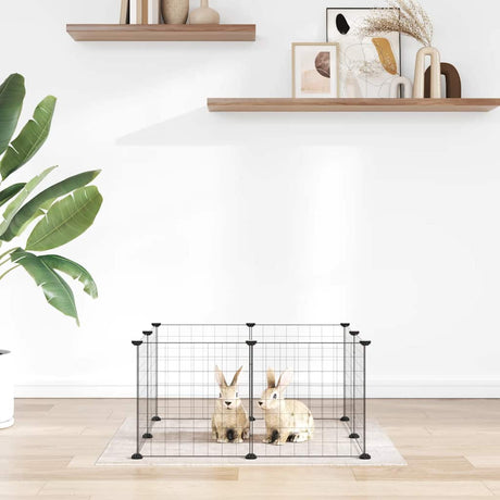 Cage Vidaxl pour animaux de compagnie avec 8 panneaux 35x35 cm en acier noir