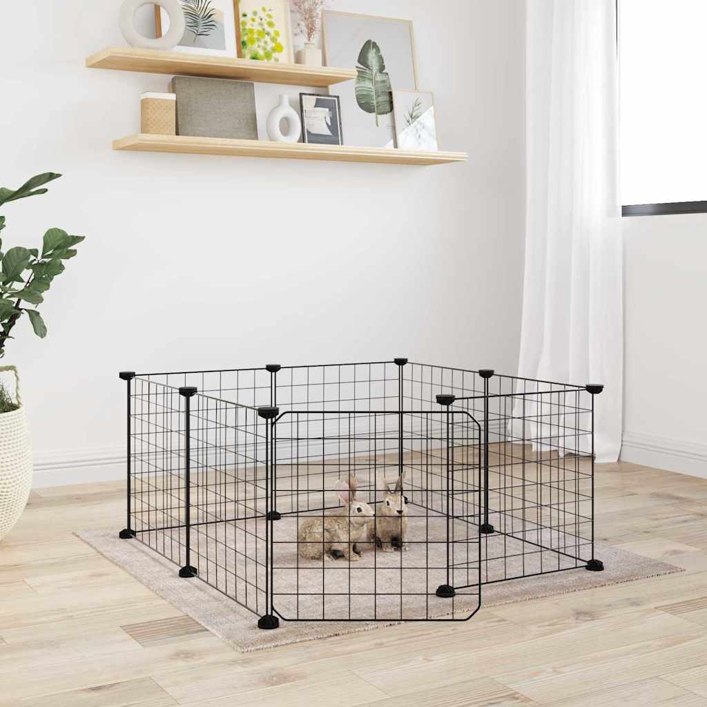 Vidaxl Pets Cage With Door 8 Panels 35x35 Cm Steel Black