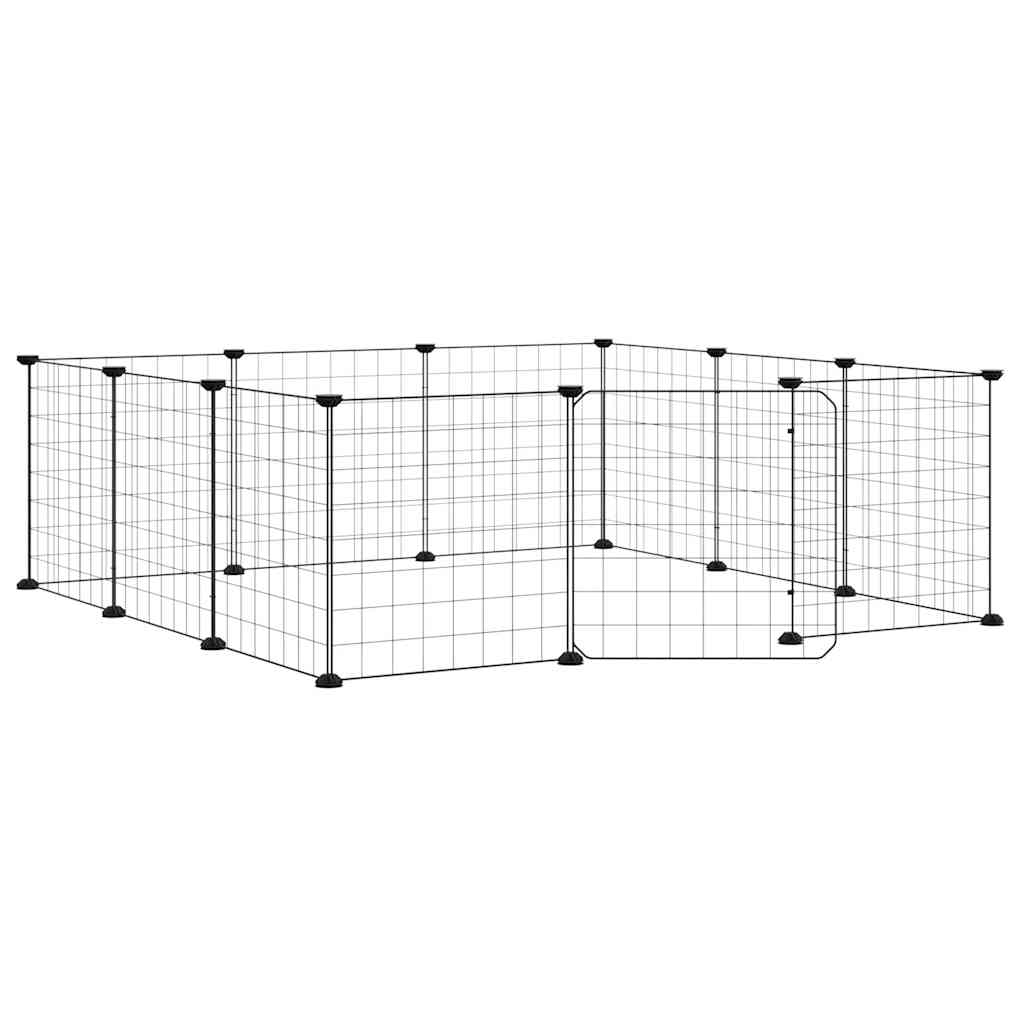 Vidaxxl cage pour animaux avec 12 panneaux et porte, acier noir 35x35 cm